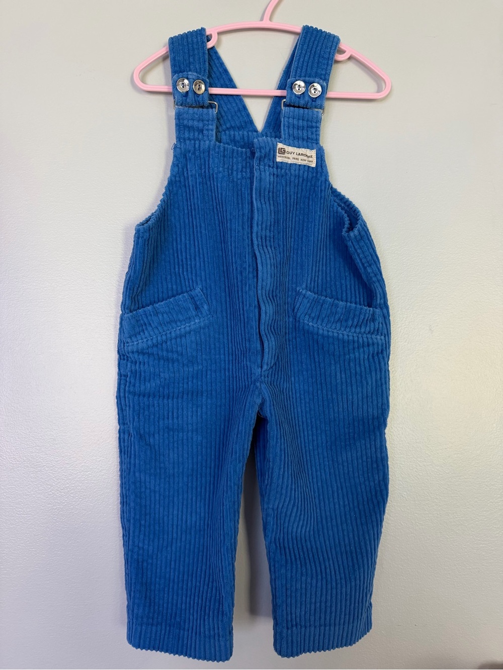 Vintage Blue Corduroy Kids Overalls by Guy Laroche